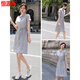 
Hengyuanxiang high-end cotton and linen dress for women summer casual new large size slim temperament small linen belt shirt skirt blue L 100Jin [Jin equals 0.5 kg]-115Jin [Jin equals 0.5 kg]