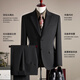 ROMON suit men's business slim suit men's professional formal wear groom wedding dress jacket black 2XL