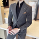 Playboy (PLAYBOY) lapel collar seven-color suit men's suit high-end business casual formal fit groom wedding suit three-piece light brown single-piece suit S (80-95Jin Jin equals 0.5 kg)