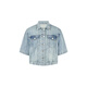 MeiYANG (MEIYANG) Chiang Mai Holiday No. 2 Denim Jacket Cotton and linen Salt Washing Short Sleeve Blue M