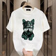 BPSO European und American Trendy Summer Pure Cotton Kurzärmer T-Shirt 2025 Neues T-Shirt Lose großes Paar Outfit Herren halbärmelig V691 Black S