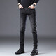 Jinba Herren-Kleidung (K-Boxing) Brand Herren Sommer Dünne Schwarze Jeans Männer schlanke Füße Koreanische Version High-End-Elastizität Casual High-End-Hosen 1048-Black 32