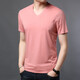 
HaiLan Home (HLA) Summer Men's Short Sleeve T-Shirt Modal Solid Color V Neck Ice Wire Thin Middle-aged Casual Cotton T-Shirt Top 9901-Gray One Size 180