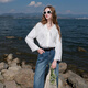 Three Color 2025 Autumn New V-neck Shirt Wood Ear-Large Loose Shirt Simple M Milk White S 155/80A