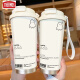 膳魔师（THERMOS）可爱幽灵保温杯高颜值学生不锈钢便携新款双饮咖啡男女吸管水杯子 BXAB13792幽灵黑+配挂绳 陶瓷内胆