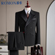 ROMON suit + vest + trousers suit suit men's professional formal wedding dress wool jacket black XL