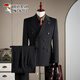 Woodpecker double-breasted wool suit men's suit business formal high-quality slim large size groom's wedding suit three-piece black suit + trousers XL (125-140Jin Jin equals 0.5 kg)