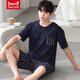 
Catman MIIOW summer pajamas men's modal thin short sleeve shorts casual plus size two pieces YS9717 L Recommended -130Jin [Jin equals 0.5 kg]