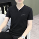 七匹狼短袖恤男夏季领修身舒适体恤纯棉青年外穿内搭男装鸡心领打底衫 ypd7029宝蓝 M  体重100-115斤