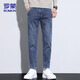 罗蒙（ROMON）牛仔裤男秋冬季休闲裤男士修身小脚百搭九分裤子男裤 蓝灰色 32