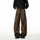 IZEXX American retro tie-dye scimitar pants men's autumn straight loose wide-leg casual overalls KY56 coffee color L