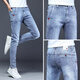Seven Wolf (SW1960) Sommer Herren Stretch Jeans Sommer Dünnstil 2025 Neue Hosen Männer lässige schlanke Füße Hosen helle Farbhose Black 1048 Models 28