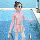 Bin Shiman 2025 new summer swimsuit long-sleeved girls split swimming trunks sun protection small and medium children's clothing 6065 swimsuit 80 90 height about 80cm
