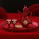 Meikejie Wedding Toast Cup Wedding Banquet Ceramic Wine Pot Chinese Wedding Cup Wine Divider Festive Set Chinese Red Wine Set Gold Bottom Happy 1 Pot + 2 Cups