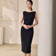 
ROEYSHOUSE Luoyi unique small shawl dress two-piece set 2025 summer new fashion slim fit set 12159 black L