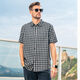 EHANGYTRSV Brand Herren Tennishemd Herren alter Qian -Stil 100% Kurzarm Shirt Houndstrap Sommer Freizeit Dünne Stil Grauer weiße Gitter m