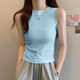 Nuevo chaleco base de moda y versátil para mujeres en verano, top sin mangas de hombro ancho de verano, ropa exterior, sensación de alta gama K11-rosa XL, recomendado 110-125 Jin [Jin iguala 0.5 kg]