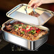 Stainless steel grilled fish plate rectangular household barbecue plate tray square plate grill seafood plate 45*27*7.5CM grilled fish plate deep style with lid