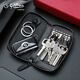 Jinlilais neuer Tasche mit großer Kapazität für Männer echtes Leder Multifunktion praktischer Auto Erstschicht Kuhlattenschleiß-Tasche Schwarz klein