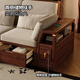 Kleines Holzwofa, mittelalterliche schwarze Walnuss-Massivholz-Sofa Wohnzimmer 2025 Neue Sommer-Doppelpur-Lagermöbel, Vier-Personen-Sitz