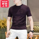 
PLAYYOUNG International Brand Men's Knitted Ice-Heat Short-Sleeved T-Shirt Men's New Light Luxury Ice Silk Fashion Half-Sleeve T-Shirt Casual 9902 Green M [90-115Jin[Jin equals 0.5 kg]]