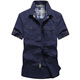 Bao Qiaoxu Summer Camisa de manga corta Camiseta holgazina para hombres Camisas de trabajo Multi-bolsillo