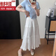 Victorias Stil Purer Sommer-Outfit-Anzug für Frauen 2025 Neue kleine Person, die größer und zweiteiliger weißer Rock aussieht, blaues Top + weißer Rock s