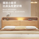 
Pinzu mortise and tenon solid wood bed multi-function simple master bedroom hard double bed thick board with night light KB902 1.8 frame bed