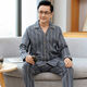 
Langsha middle-aged men's pajamas pure cotton long-sleeved spring and autumn middle-aged and elderly fathers plus size autumn and winter home clothing set SX16803 L (105-130Jin[Jin equals 0.5 kg])