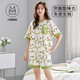 Urban Beauty Summer Short-Sleeved Pajamas Set for Women with Breast Pad All-in-One Home Clothes Spring and Autumn Large Size Thin Style Can Be Weared Outside in Summer GXT1047 2XL (Recommended 130-145 Jin Jin is equal to 0.5 kg)