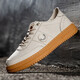 Spring and Autumn Men's Shoes Genuine Leather Real Cowhide Breathable Beef Tendon Sole Shoes Air Force All-match No. 1 Wheat Color Sports and Casual 898 White 44