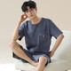 Shuo Gu Jin (Shuo Gu Jin) Summer Men's Pyjamas Imitation Coton Pull-up Shorts à manches courtes décontractées, les adolescents peuvent porter des vêtements de maison minces pour les hommes AM-3524 L