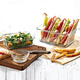 GLASSLOCK tempered glass sealed refrigerator storage storage fresh storage box heat-resistant bento box multi-piece set rectangular 400ML*1+rectangular 695ML*1+long