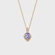 Fat Donglai quality tanzanite necklace nojess22 winter same style niche rhombus silver gold-plated zircon Japanese set necklace