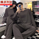 Victoria's style couple pajamas for spring and autumn new long-sleeved cotton men and women casual striped home clothes two-piece set #XF-15568 M women [75-100]Jin[Jin equals 0.5 kg]