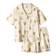 Muji com Mujis gleicher Stil Ujia Style 2024 Neue Pyjama für Frauen im Sommer Baumwolle Dünne Kurzärärmel-Strickjacken niedliche Cartoon Lion Home 12187 Frauenstil 1941 m