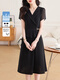 TJQ ​​Luxury High-End-Markenkleid für Frauen 2025 Sommer neuer Stil Stylish Slim Atmospherer Temperament und schicker modischer Rock Navy Blue L 100-110jin [Jin gleich 0,5 kg]