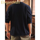 ElegantMan Blue Deer American Tough Guy Henry Collar Long Sleeve Sweater Men's Autumn and Winter Loose Soft Warm Bottoming Shirt Navy S _Suitable for 90-110Jin Jin is equal to 0.5 kg