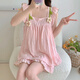 S.SOFEA Summer Pajamas with Chest Pajamas Sweet and Cute Girls Home Clothing Guangzhou Thirteen Lines hds-9930#Apricot Color 185 XXL