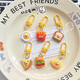 Mignon de dessin animé Expression de collation Simulate Food Play Kekain Pendant Fromage Fromage Poquet Poached Toast Couple Accessoires 6 Styles Chacun