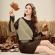 Betu Women's 2025 Winter New Sweater Irregular Geometric Contrast Color Design Soft Wax Top Women 2511T47 Brown XS (Brown Pre-sale Ships on 11/29)