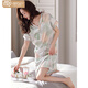
Victoria's style new nightgown for women's summer ice silk short-sleeved mid-skirt pajamas thin summer women's imitation silk summer dress [8 with chest pad] Champagne powder M9934 M 160