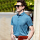 EGW International Luxury Brand Short-sleeved T-shirt Men's Summer Mulberry Silk Lapel Jacquard Solid Color Breathable Fashion Base Shirt Light Blue L /50 (175/92A)