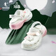 Jordan women's shoes, sports shoes, Shanhaijing co-branded hamburger hole shoes 2025 casual shoes breathable soft sole sandals thick sole slippers Ivory white/soft and quiet powder 37