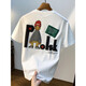 Mit reinem Yishion großer Größe 200jin [Jin ist gleich 0,5 kg] rundes Hals kurzärmeliges T-Shirt für Männer 2025 Sommer Hong Kong Style Drucken Baumwoll-T-Shirt plus Fett Plus Size Men Jsw9923 Weiß One Size M Empfohlen 90-108 Jin [Jin gleich 0,5 kg]
