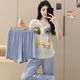 Yalu Summer Modal Pajamas Femmes avec poitrine PAD TROIS SET TROIS ENSEMBLE 2025 NOUVEAU CARTOONE PUPPY Les vêtements de maison peuvent être portés à l'extérieur de RM3519 Bow Girl [PAD PORTS FIXE] M 160