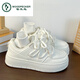 啄木鸟百搭松糕小白鞋女春夏季小众厚底板鞋2025新款增高休闲运动鞋 米白色 35
