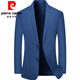 Pierre Cardin Summer Ice Silk Scrued Suit Men's Men d'âge moyen mince décontracté et sans fer Single Western Veste Western Small Suit Men Blue 9921D XL 180