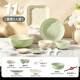 TREEJACK ceramic bowls, plates, tableware set, French style, fresh, creamy style, rice soup bowls, dishes, plates, chopsticks and spoons, 11-piece set