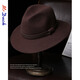 Mr DUCK New Product Imported Australian Top Hat Leather Ribbon Western Cowboy Hat Autumn and Winter Retro Hat Tibetan Felt Hat MW216245-Brown (5cm small side) Regular size (56-58cm)